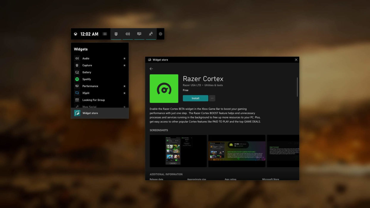 Xbox Game Bar на Windows 10